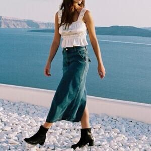 All Row Denim Skirt | Womens Jules A Line Patch Pocket Skirt | Size L Large‎